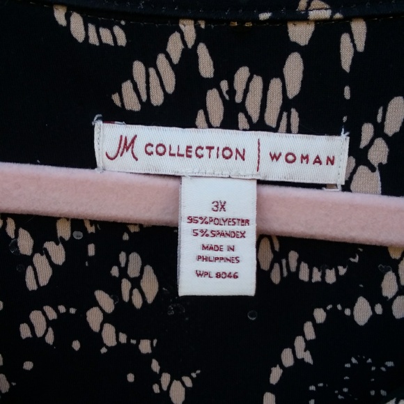 JM Collection 3x Black Tan Lace Pattern Blouse - Picture 5 of 8